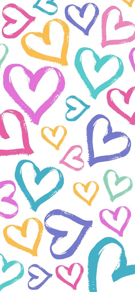 Heart Pattern Wallpaper Background For Iphone Pastel Rainbow Colors