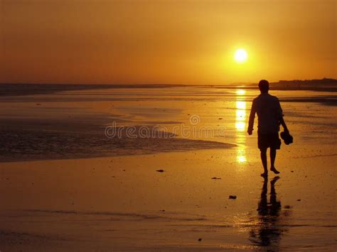 Man Walking At Sunset Stock Image Image Of Vacation Relax 1402851
