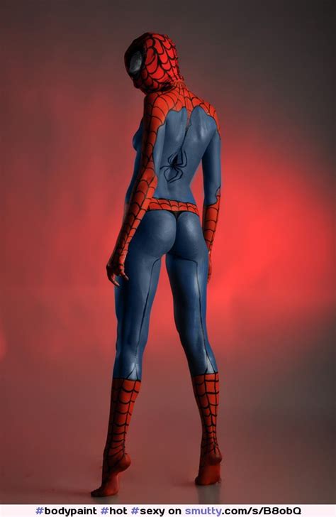 Bodypaint Hot Sexy Spiderman Spiderwoman Ass Niceass Roundass Perfectass Skinny Nude