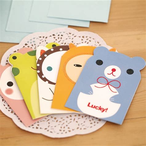 6pcslot Cute Animal Greeting Cards Birthday Festival Christmas Cards