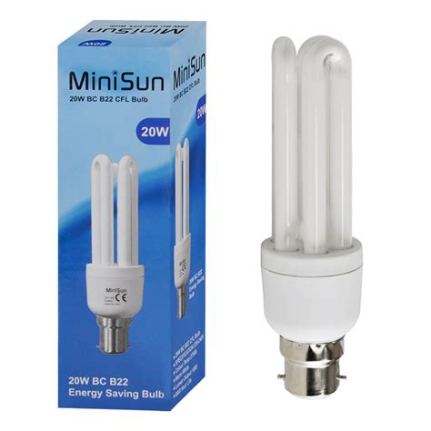 Minisun 20w Ba22d B22 Compact Fluorescent Tube Light Bulb