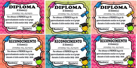 Diplomas Y Reconocimientos Modificables Para Premiar A Los Alumnos Más