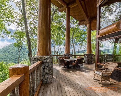 Covered Porch On A Log Post And Beam Home I Designed In North Carolina