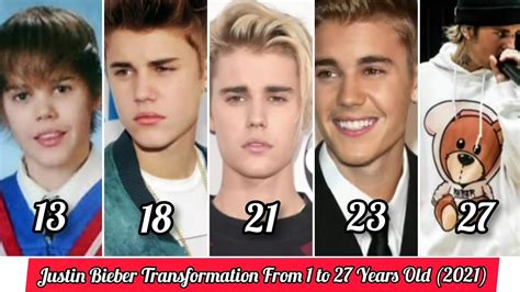 justin bieber transformation from 1 to 27 years old 2021 youtube