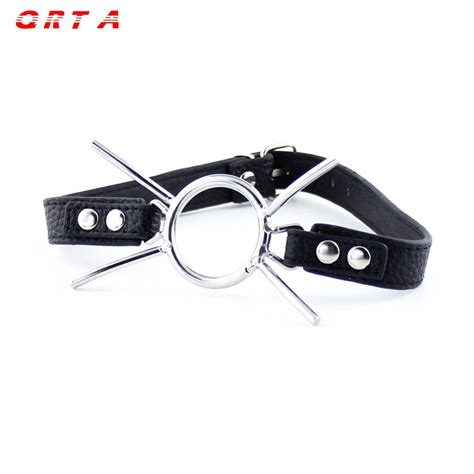 Qrta Pu Leather Band Open Mouth Bite Mouth Gag O Ring For Lady Adult Games Pleasure Couples