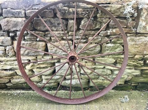 Cart Wagon Wheel Metal Antique Garden Feature Large 48 Diameter In