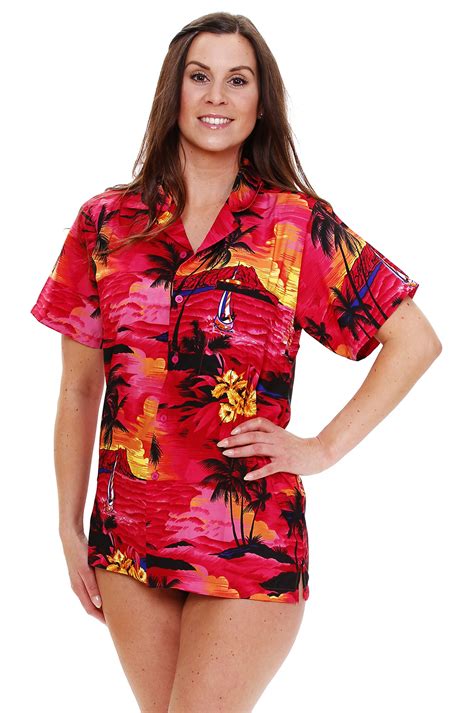 Tops T Shirts Blusen King Kameha Funky Hawaiibluse Hawaiihemd Damen Kurzarm Fronttasche
