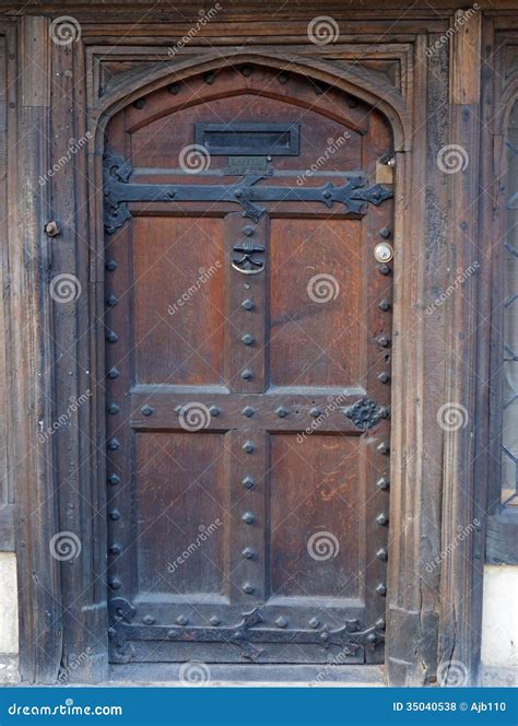 Old English Wooden Street Door Stock Photo Image Of Studs Door 35040538