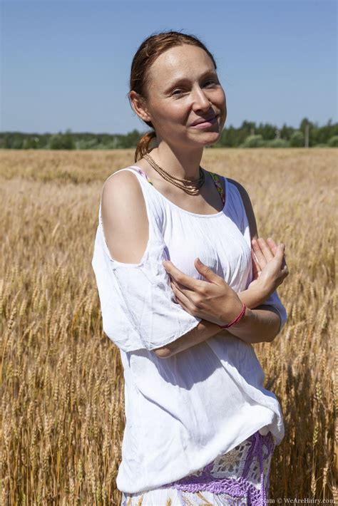 Wearehairy Nata Nata Strips Naked Outside In Her Wheat Field