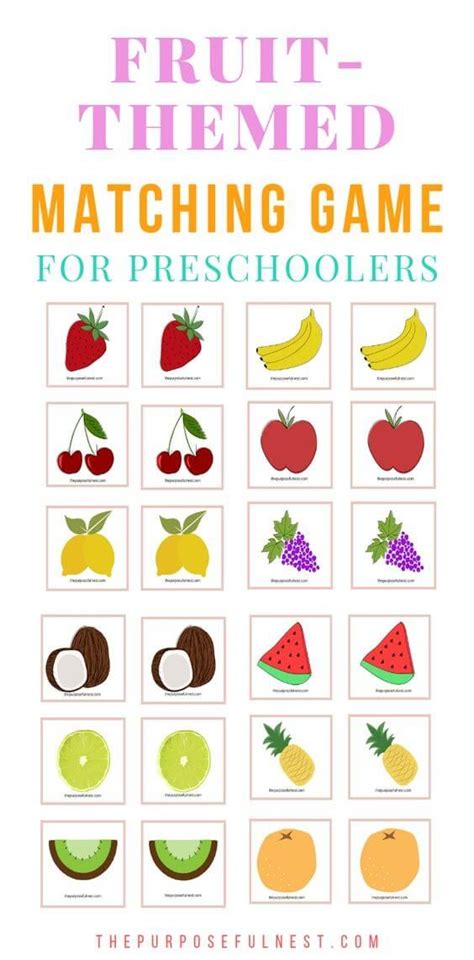 Free Printable Fruit Matching Game For Preschoolers The Purposeful