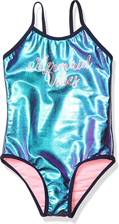 Limited Too Girls Printed One Piece Swimsuit With Ruffle