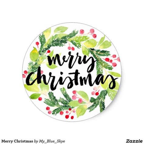 Merry Christmas Classic Round Sticker Christmas Gift Tags Printable Merry Christmas Gifts