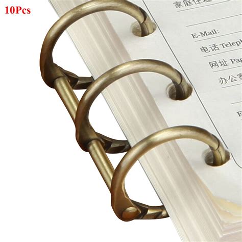 Exttlliy 10pcs Metal Loose Leaf Binder 3 Ring Binding Rings Book