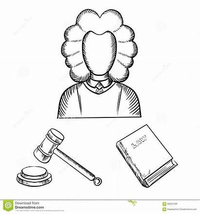 Hammer Judge Gavel Law Outline Sketch Richter