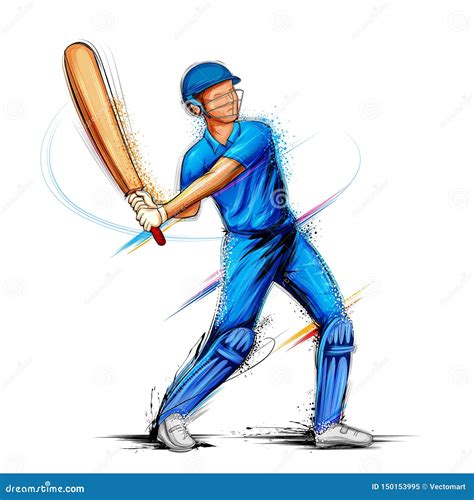 Batsman Player Playing Cricket Championship Sports 2019 Stock Vector