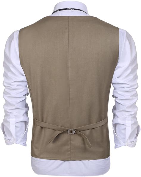 Coofandy Men S Business Suit Vest Layered Plaid Dress Vest Waistcoat