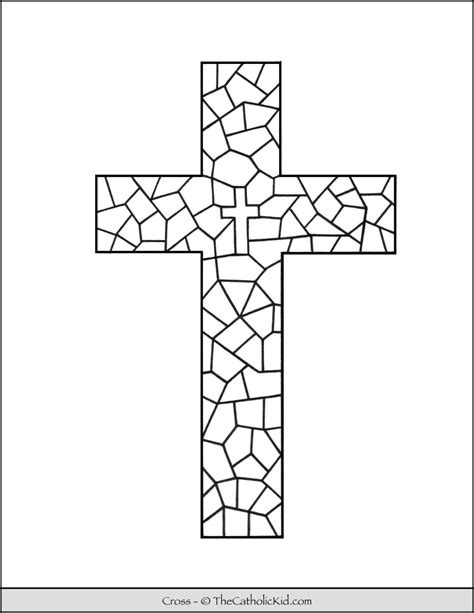 Cross Coloring Page Stained Glass Pattern
