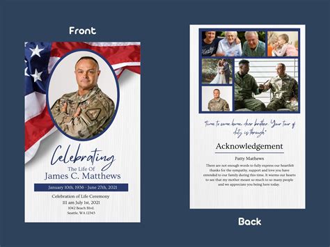 Veteran Funeral Program Template Military Obituary Template | Etsy