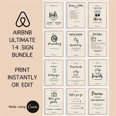 Fully editable or download and print instantly Brilliant for Airbnb