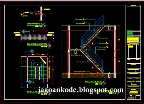 Detail Tangga Lantai 2 Gambar Kerja Autocad File Dwg Jagoan Kode