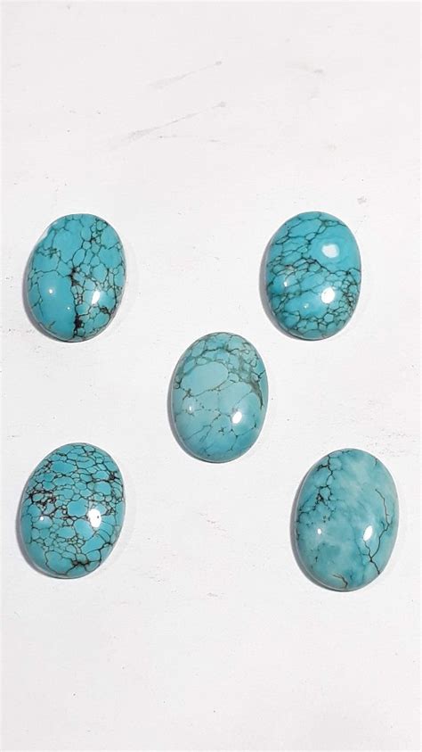 Aaa Genuine Turquoise With Matrix Oval Shape Calibrated Cabochon Loose