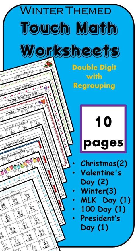 Using these sheets will help your child to: Touch Math Addition: Winter Theme- Double Digit with ...