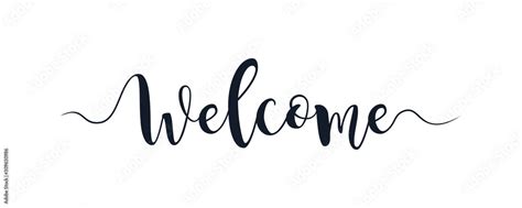 Welcome Text Lettering Hand Written Calligraphy Isolated On White