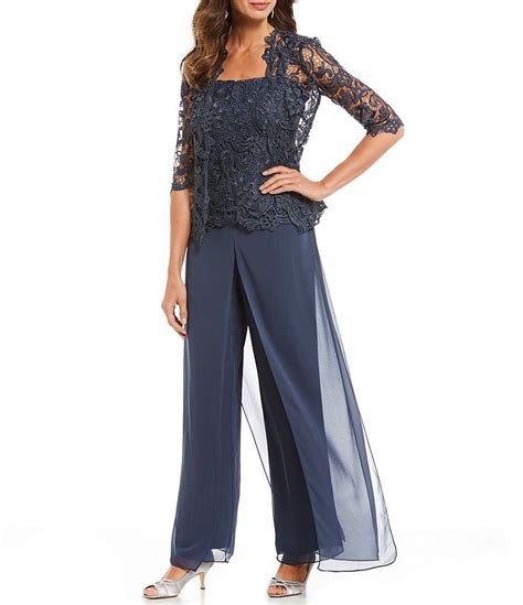 Emma Street Lace Chiffon Piece Pant Set Mother Of The Bride Trouser