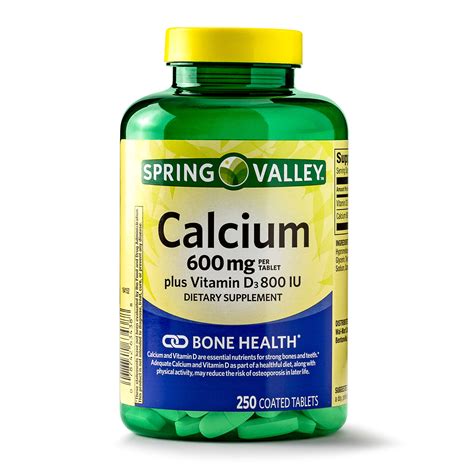 Your supplement dose may need to be adjusted as you make changes to your diet. Spring Valley Calcium plus Vitamin D Coated Tablets, 600 ...