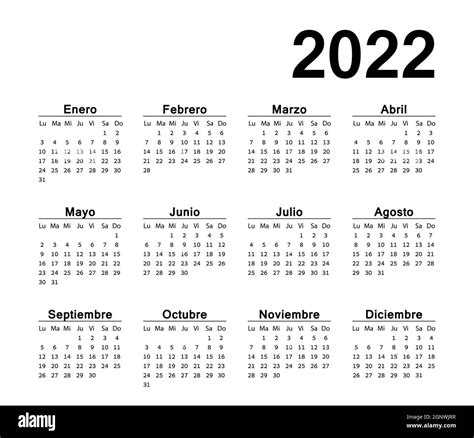 Calendario 2022 Español Imágenes De Stock En Blanco Y Negro Alamy