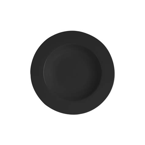 Assiette ronde creuse en porcelaine noir diamètre 28 cm