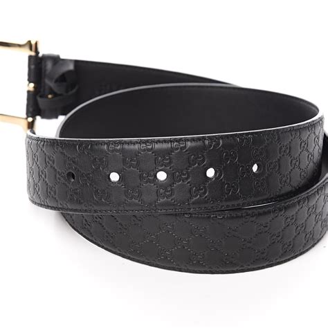 Gucci Microguccissima Black Leather Gold Buckle Belt 9538 449716