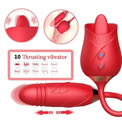 Oral Sex Clit Licking Rose Vibrator G Spot Telescopic Dildo Toy For