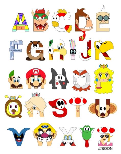 Abecedario Formado Con Personajes De Super Mario Bros Oh My Alfabetos
