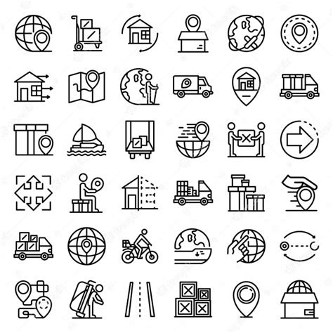 Premium Vector Relocation Icons Set Outline Style