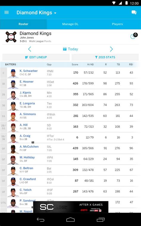 Oodles of hitters and pitchers forecasted with an ever growing projection population as the season nears. ESPN Fantasy Baseball for Android - APK Download