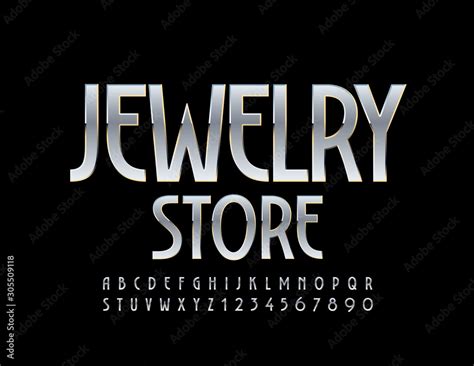 Vector Elegant Logo Jewelry Store Silver Glamour Font Metal Alphabet