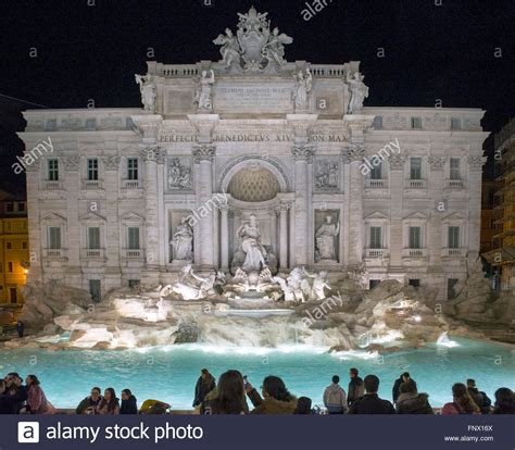 29022016 The Trevi Water Fountain Rome Italy At Night With