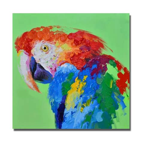 Parrot Bird Oil Painting On Canvas Wood Framed Beautiful Design Picture