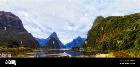 Tourism Destination In Milford Sound Of New Zealand Scenic Harbour On