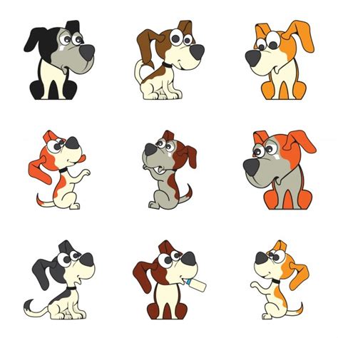 Conjunto De Lindo Perro De Dibujos Animados Descargar Vectores Gratis