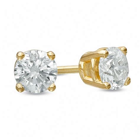 Ct T W Diamond Solitaire Stud Earrings In K Gold Zales