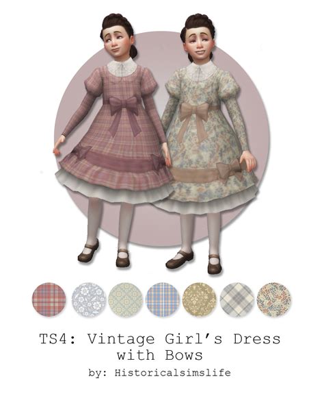 History Lovers Simblr Ts4 Vintage Girls Dress With Bows New Mesh