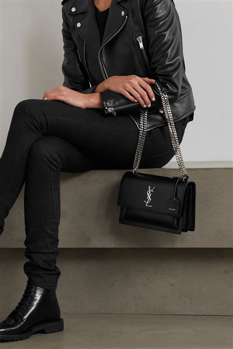 Black Sunset Medium Leather Shoulder Bag Saint Laurent Net A Porter