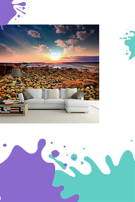 Custom Wallpaper 3d Pebble Beach Seacoast Sunset Nature Scenery Murals