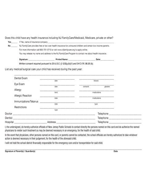 Maybe you would like to learn more about one of these? NJ Family Care Emergency Medical Form - New Jersey Free Download