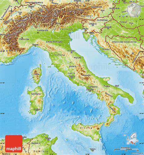 Physical Map Of Italy