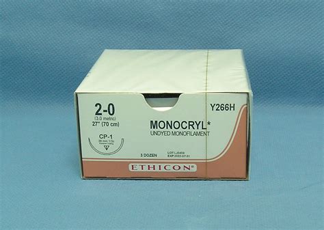 Ethicon Y266h Monocryl Suture 2 0 27 Cp 1 Reverse Cutting Needle