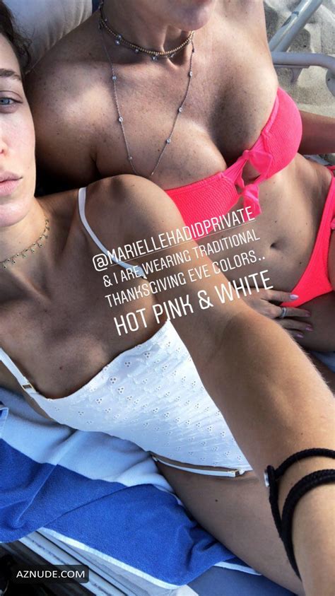 Alana Hadid Sexy With Marielle Hadid In Miami Beach In