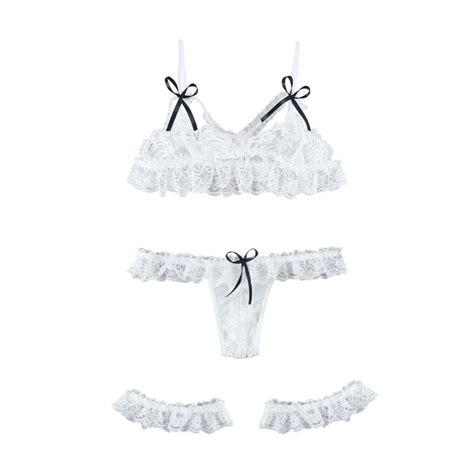 New Sexy Two Piece Lingerie Set Women Fashion White Suspender Etsy